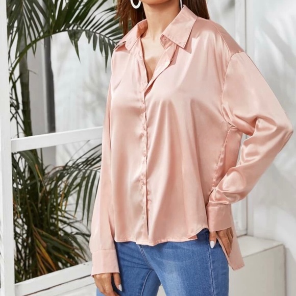 rose gold satin blouse